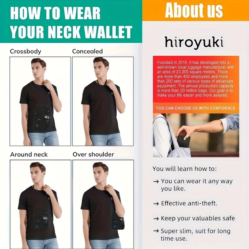 Blocking Neck Wallet Adjustable Strap Waterproof Nylon Passport Holder Secure Zipper Pockets Cards Cash Tickets Travel Documents