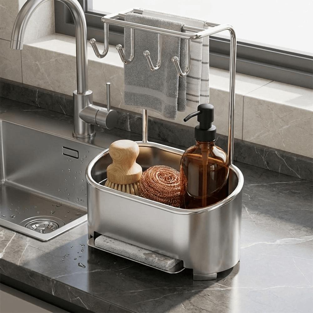 Drainage Base Sponge Drainage Rack Gunmetal Gray Multifunctional Kitchen Rack Cleaning Supplies