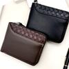 Herren Vintage PU Leder Geldbörse Reißverschluss Dreifach gefaltet Kurze Geldbörse Gewebtes Patchwork Multi Kartenhalter Münzfach Ausweisfenster Lässige Business Geldbörse