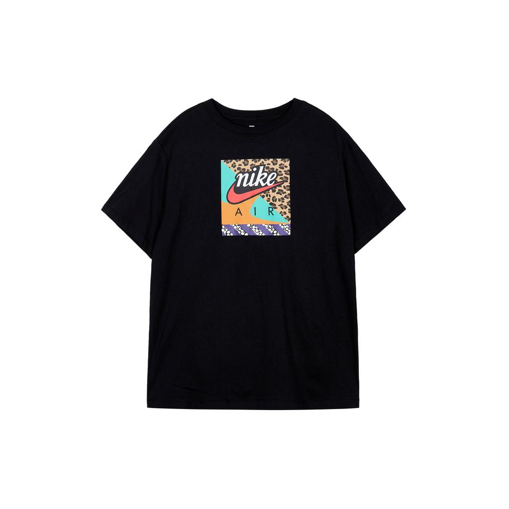 Nike Color Block Printed Loose Crew Neck Short Sleeve T-Shirt Women Tops Black DN5883-010