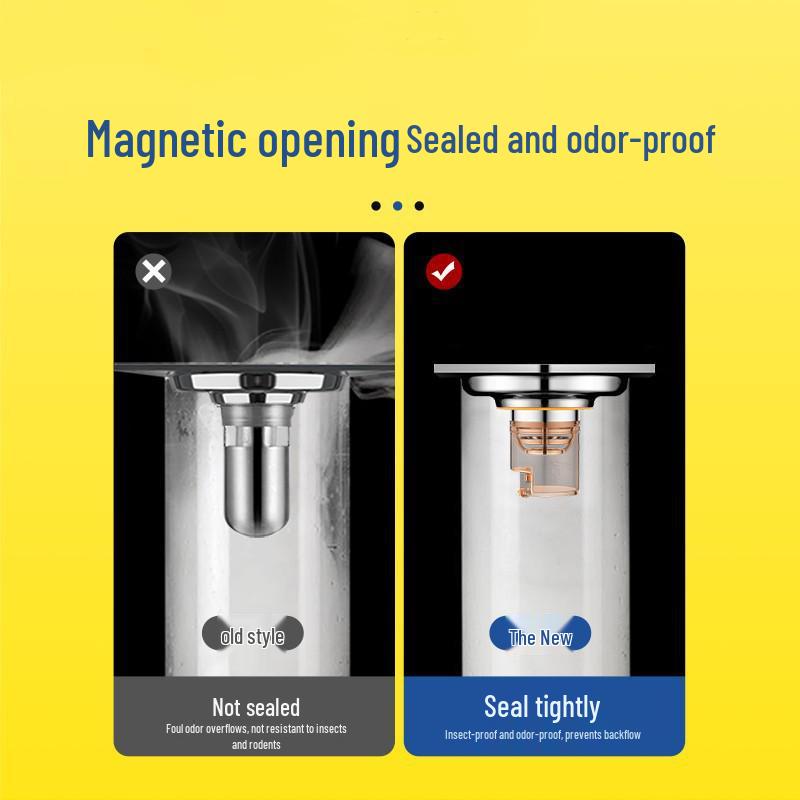 Bathroom Deodorizing Anti-Odor Floor Drain Cover - Copper Core, Insect-Proof, Sewer Safe.