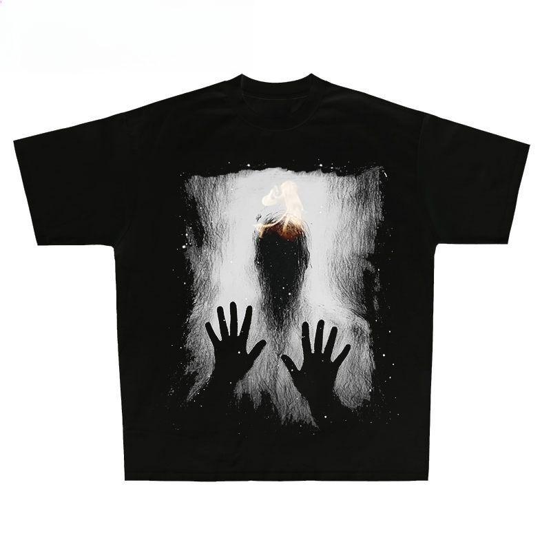 

2025 Autumn Winter Cotton Skin-friendly T-shirt Dark Retro Atmosphere Lazy Fashion Skin-friendly Trend Large Size Couple T-shirt S