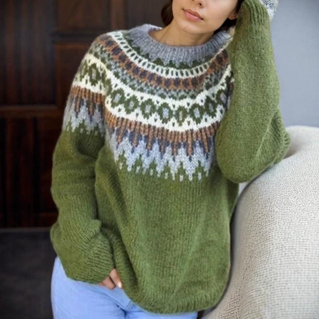 Independent Station 2026 Women's Trendy Loose Color Block Knit Sweaters