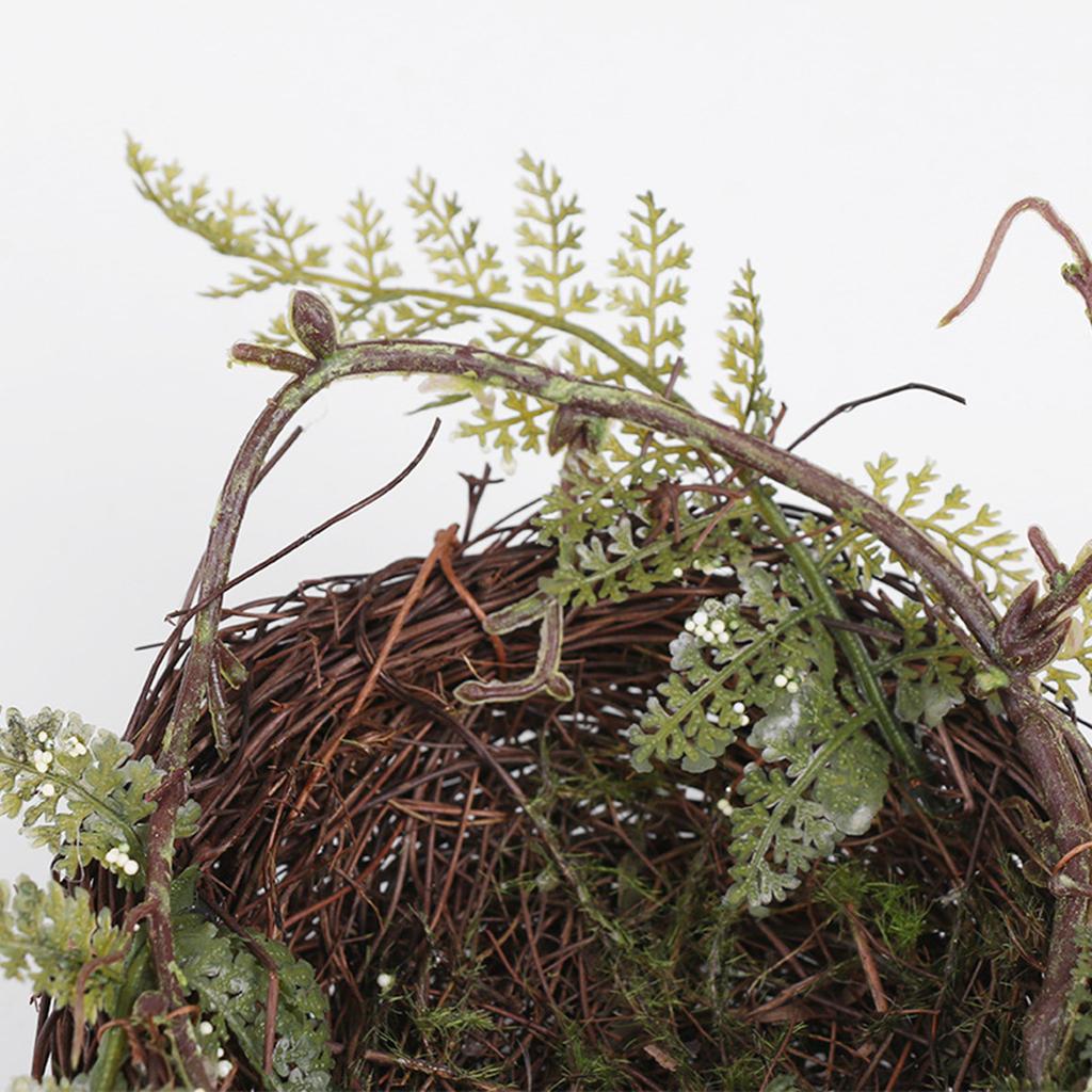 Bird Nest with Faux Birds and Eggs Ornament for Gardens Window Sill Decoration Photography Props Handmade Accessory