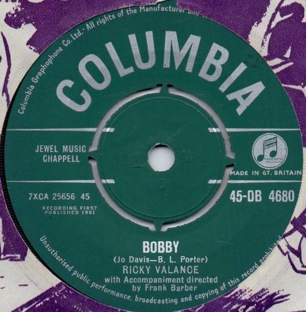 

7inch Record RICKY VALANCE - Bobby 45DB4680 Columbia 1961 UK Pop Used
