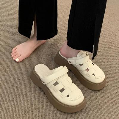 Roman Cool Slippers Women's Summer New Fashion Hollow Casual Retro Versatile Two Wear Platform Beach Sandals