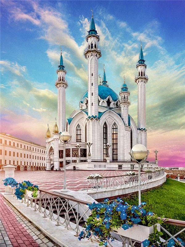 RUOPOTY DIY Frame Painting By Numbers Landscape Wall Art Picture Drawing Picture By Numbers Castle For Living Room