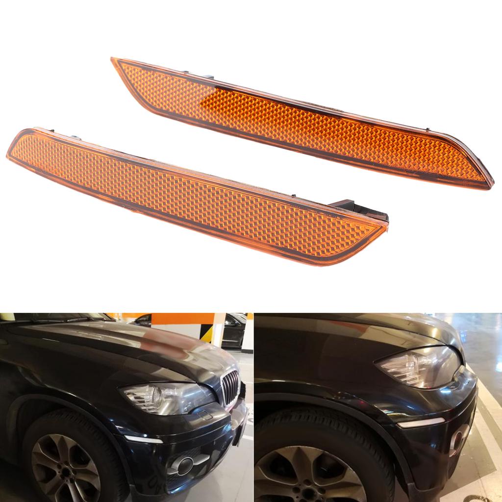 2Pcs Side Marker Light 63147187087 Front Bumper Reflector Lamp for E71CelsiusX6CelsiusE70CelsiusX5M