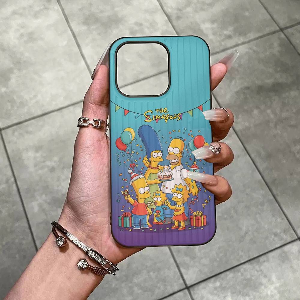 Custodia per Telefono Cartone Animato The S-Simpsons Per IPhone 11 12 13 14 15 16 17 Pro Max Plus Bordo in Silicone Ondulato
