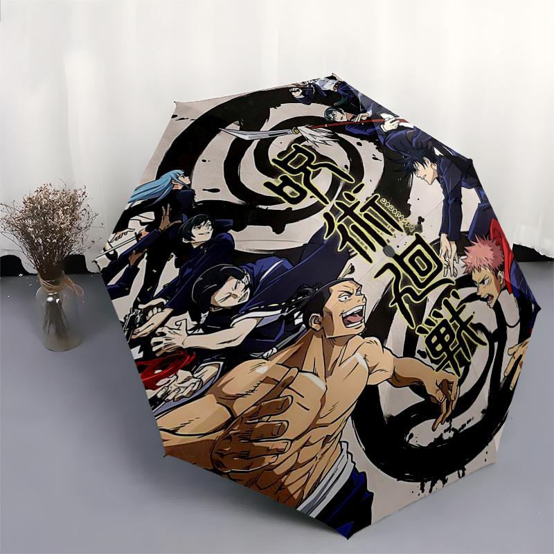 1pc Jujutsu Kaisen Outdoor Umbrella - Automatic Opening/Closing, Portable 3-Fold Design with 8-Rib Iron Frame - Perfect Gift for Fans, Travelers, Dail