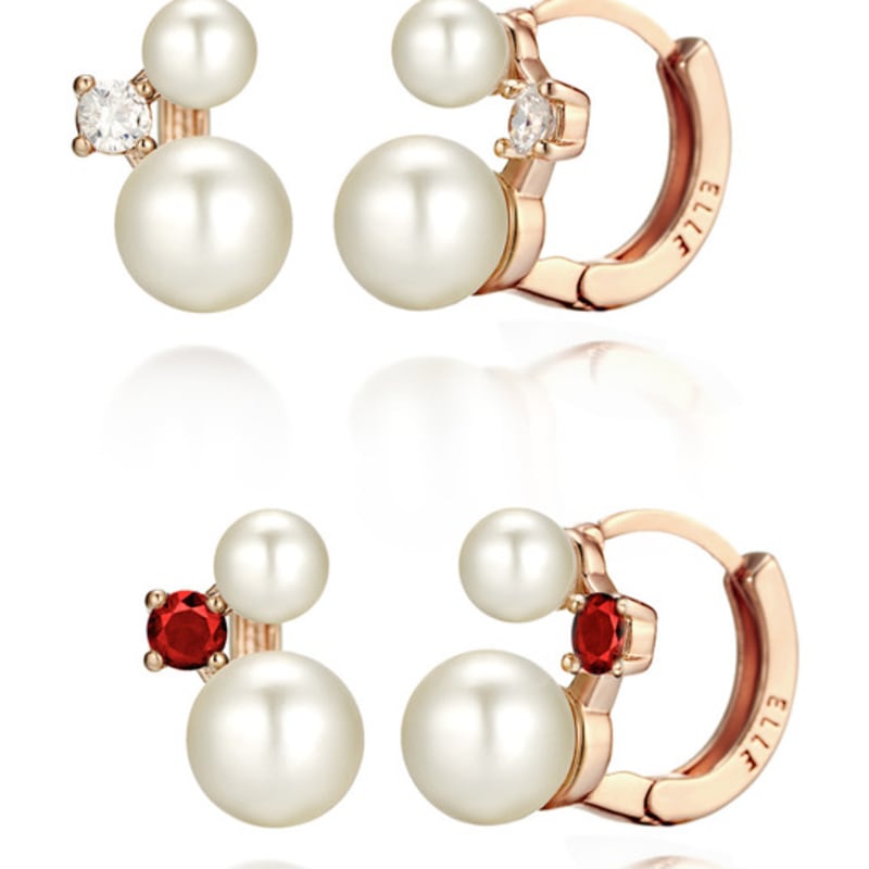 ELLE Jewelry 14K GF Pearl One-Touch Earrings ELGPEE215