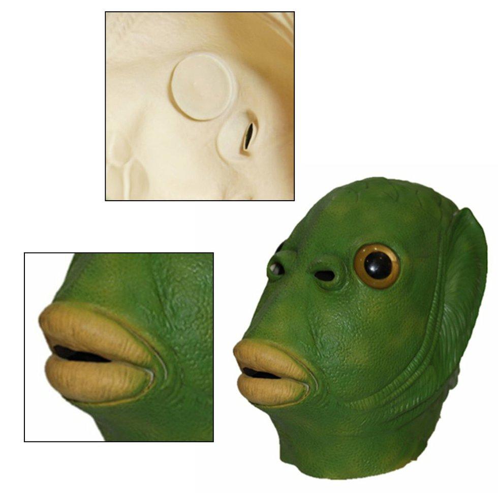 Buy Easter Green Fish Monster Latex Durable Mask Funny Cosplay Costume ...