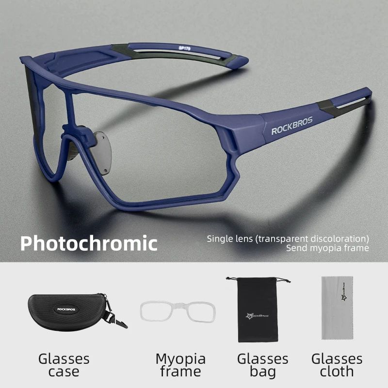 ROCKBROS Fahrradbrille Photochrome MTB Rennradbrille UV400 Schutz Sonnenbrille Ultraleicht Sport Sichere Brillen Ausrüstung