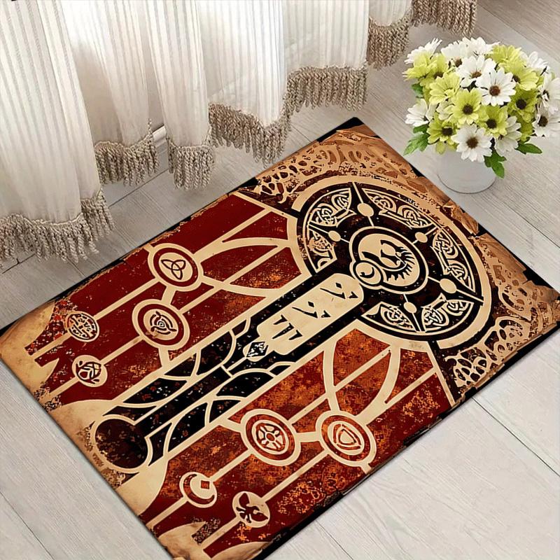 

1pc Ancient Totem Print, Design Area Rug - Soft, Anti-Slip, and Durable Gaming Room Decor for Bedroom, Living Room 60cm by 90cm