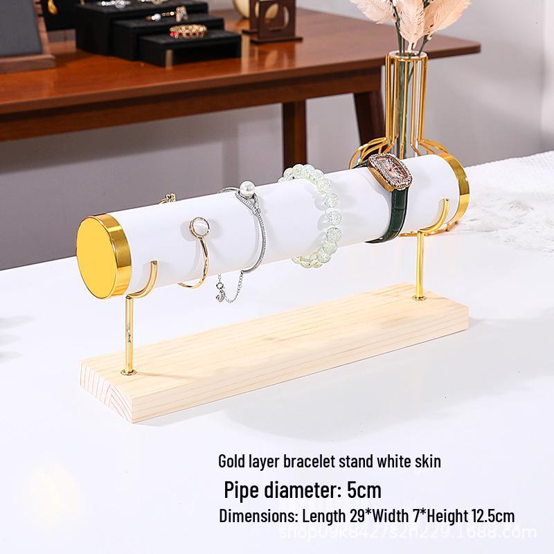 Solid Wood Suede Jewelry Rack and Bracelet Display Stand