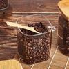 ZISIZ Square Glass Storage Jar with Wooden Lid & Spoon