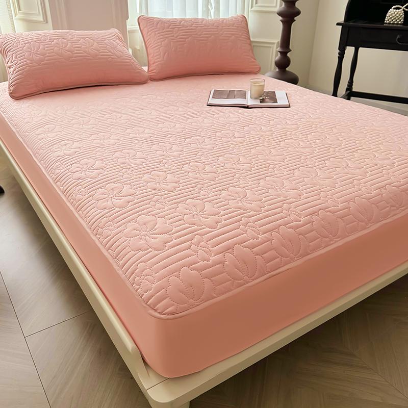 Waterproof Cotton Mattress Cover with Pillowcase Throw Fitted Sheet, Bed Replacement Protector Elastic Bands Non Slip Adjustable