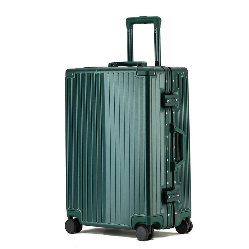 24-Inch Trendy Aluminum Frame Suitcase with Universal Wheels & Password Lock for Students