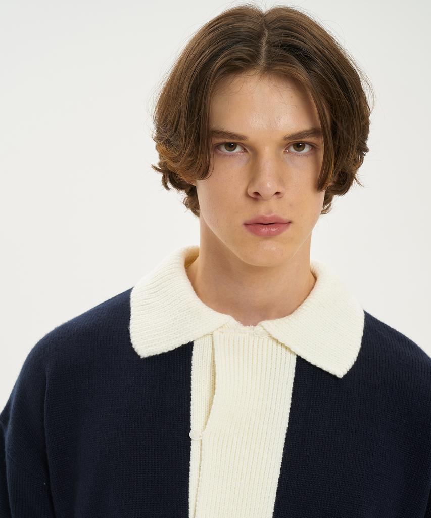 BLOND9 Wide Polo Knit_Navy