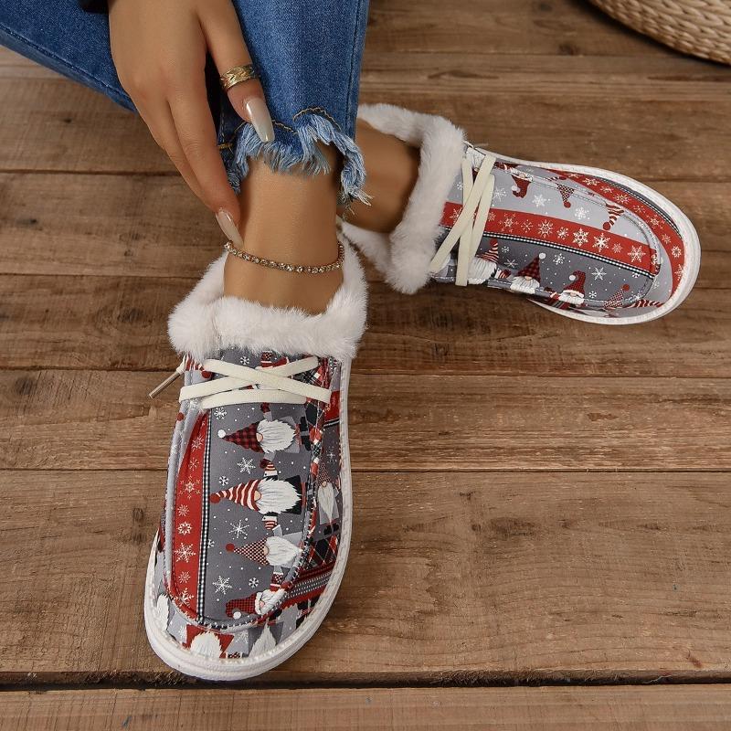 Autumn and winter new large-size women's thick-soled warm thickened cotton shoes with comfortable and casual patterns