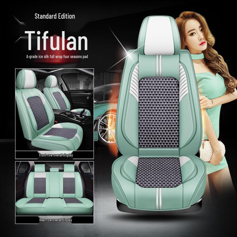 

Джаки Чехол на автомобильное сиденье из ледяного шелка с мультяшным рисунком: Полное покрытие, Универсальная посадка для всех сезонов