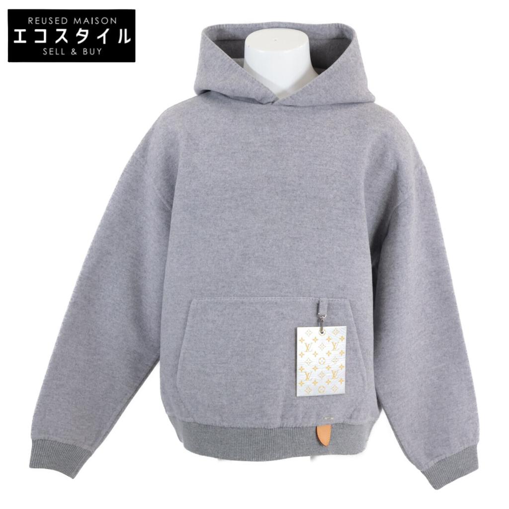 Louis Vuitton Authentischer Staples Edition Woll-Kaschmir Doubleface Hoodie Pullover mit Lederetikett (HHB68WOWC) Oberteile M grauGebraucht