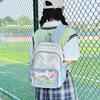 Zaino Gatto Kawaii Ita Bag Grande Capacità Zaino Scolastico in Nylon con Tasca Trasparente per Pin Zaino Anime Carino per Ragazze