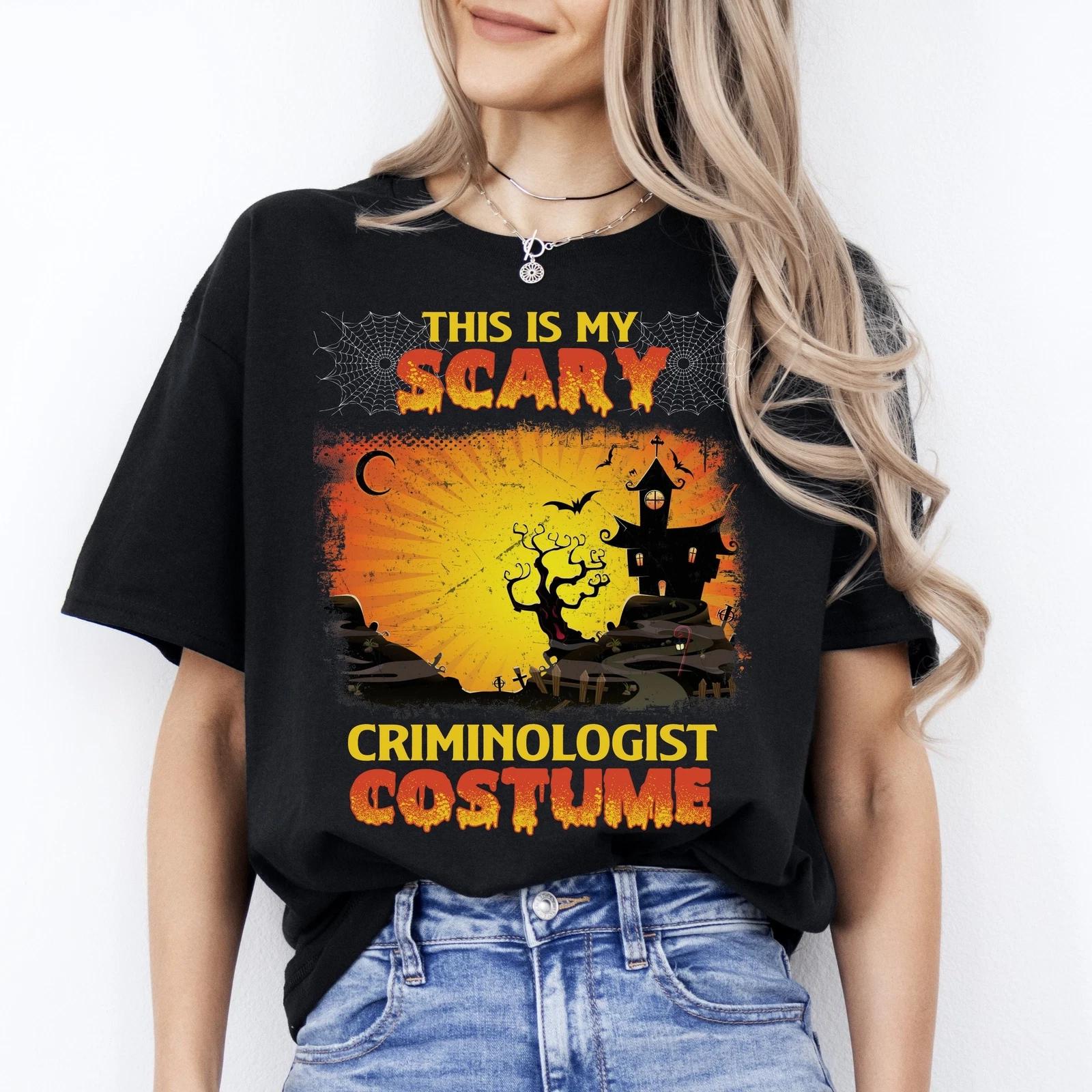 Criminologist Halloween Unisex T-Shirt Scary Spooky Criminologist costume tee Bl 4XL