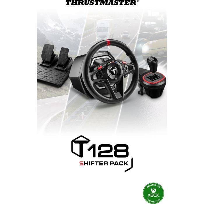 Volant gaming - thrustmaster - t128 x shifter pack - pour xbox series xs xbox one et pc - noir et rouge