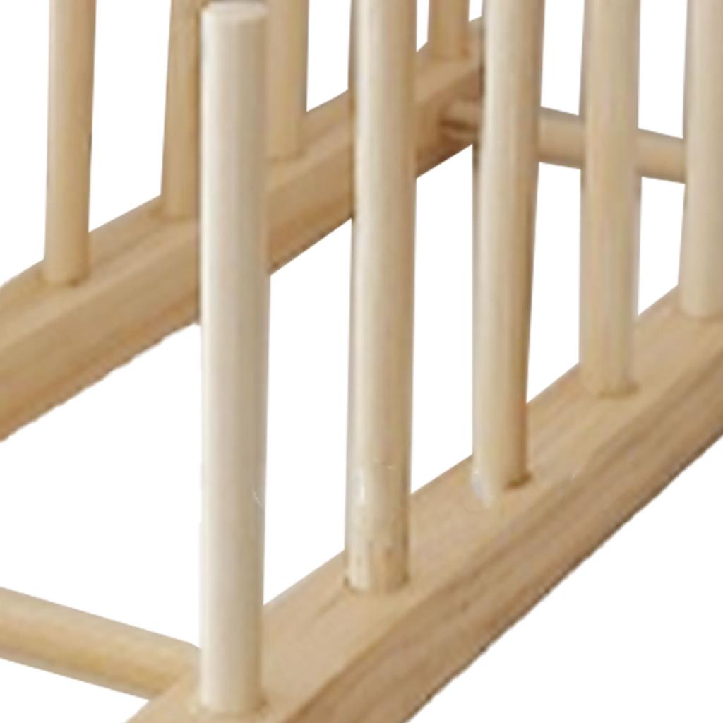 Vertical Wooden Dish Drying Rack 6 Grids Pine Wood Dish Drying Rack with Stable Base for Cups Cutting Boards