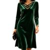 Women's Velvet Long Sleeve Dress with Straps