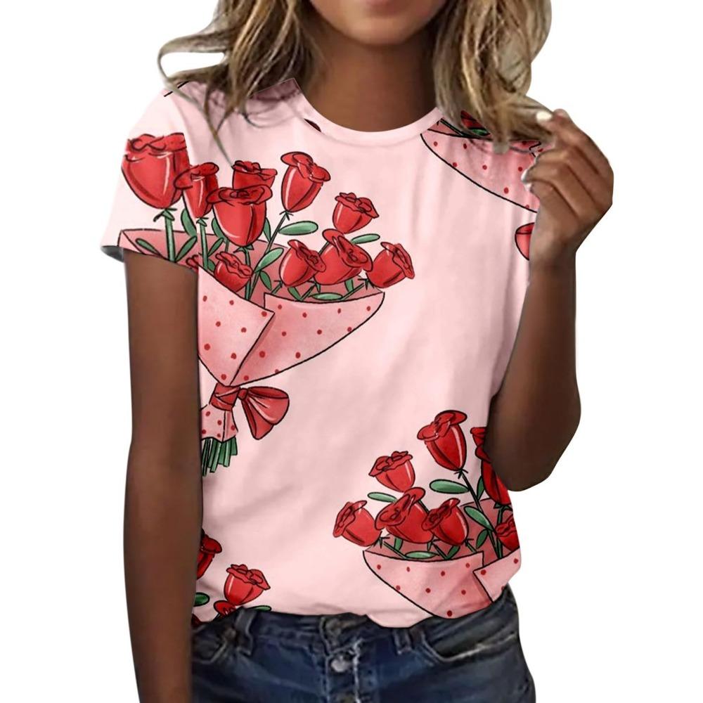 3D Printed Women's Casual Round Neck Short Sleeved T-shirt