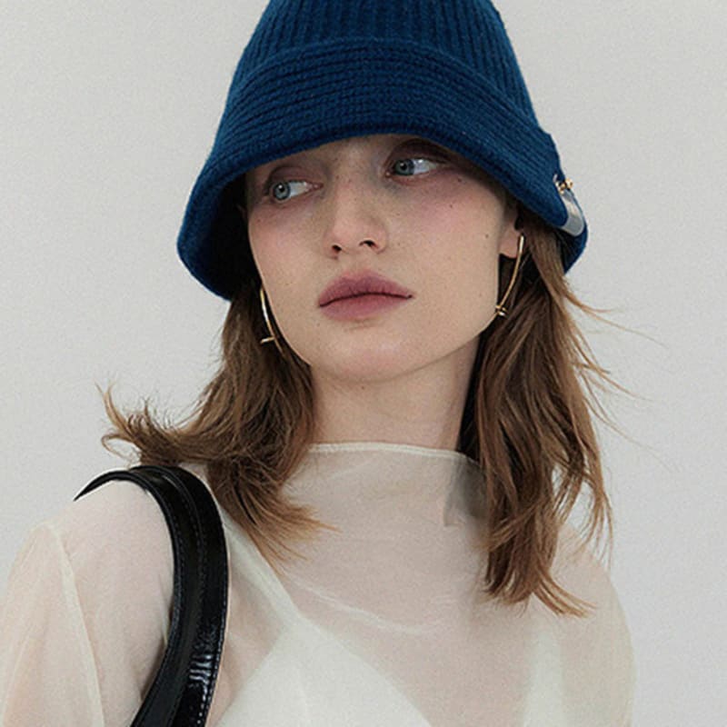 

ACCLET Wool 100% Striped Ribbed Knit Beanie Blue H037BL Blue