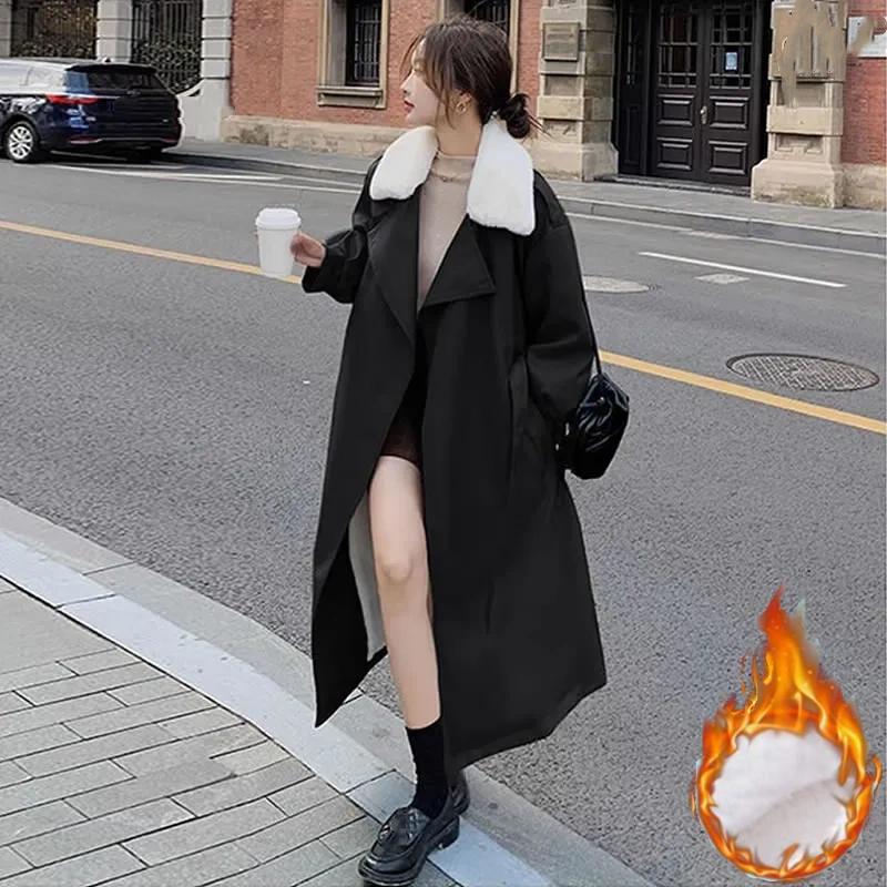 Plus Velvet Thick Windbreaker-style Jacket Women's Long Winter Cotton-padded Jacket Cotton-padded Jacket Trend