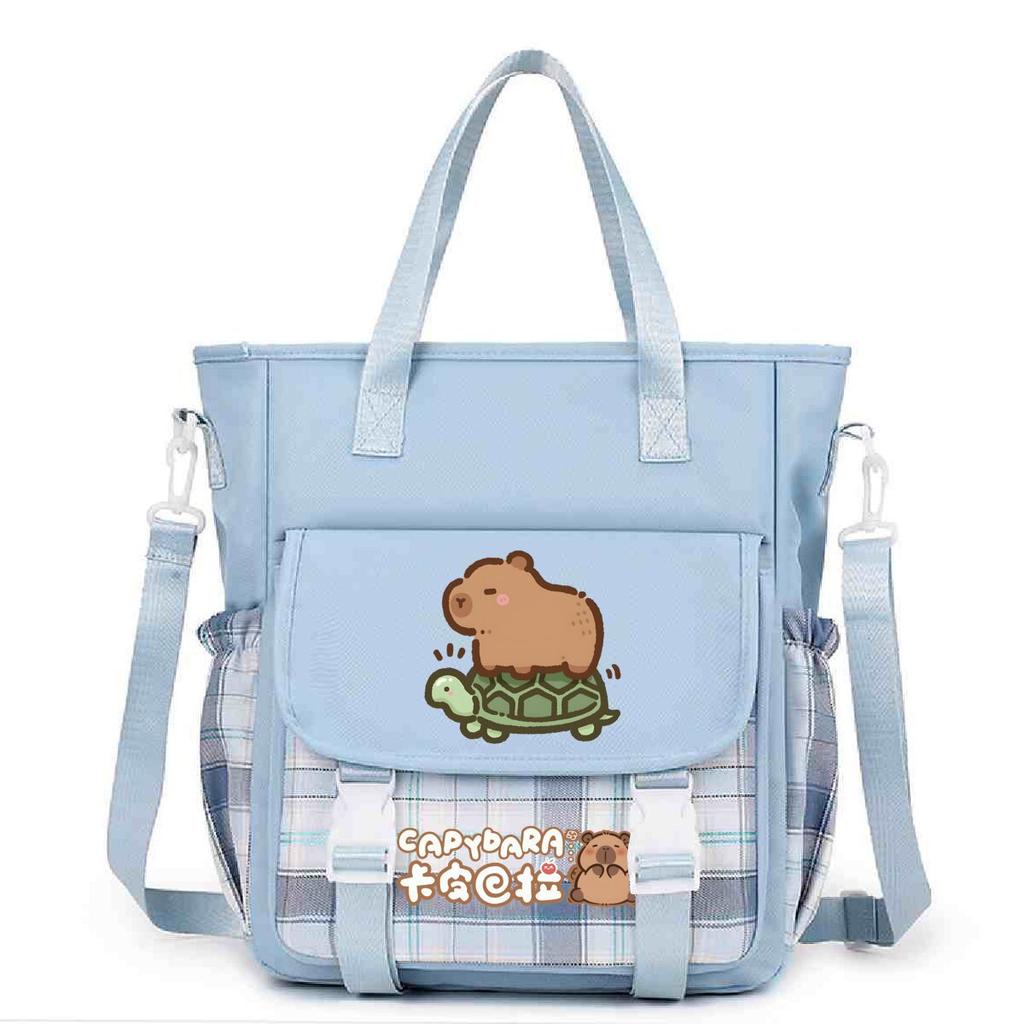 Crossbody bag, primary school, junior high school schoolbag, male and female students tutoring bag, cute kapibara large-capacity shoulder bag.