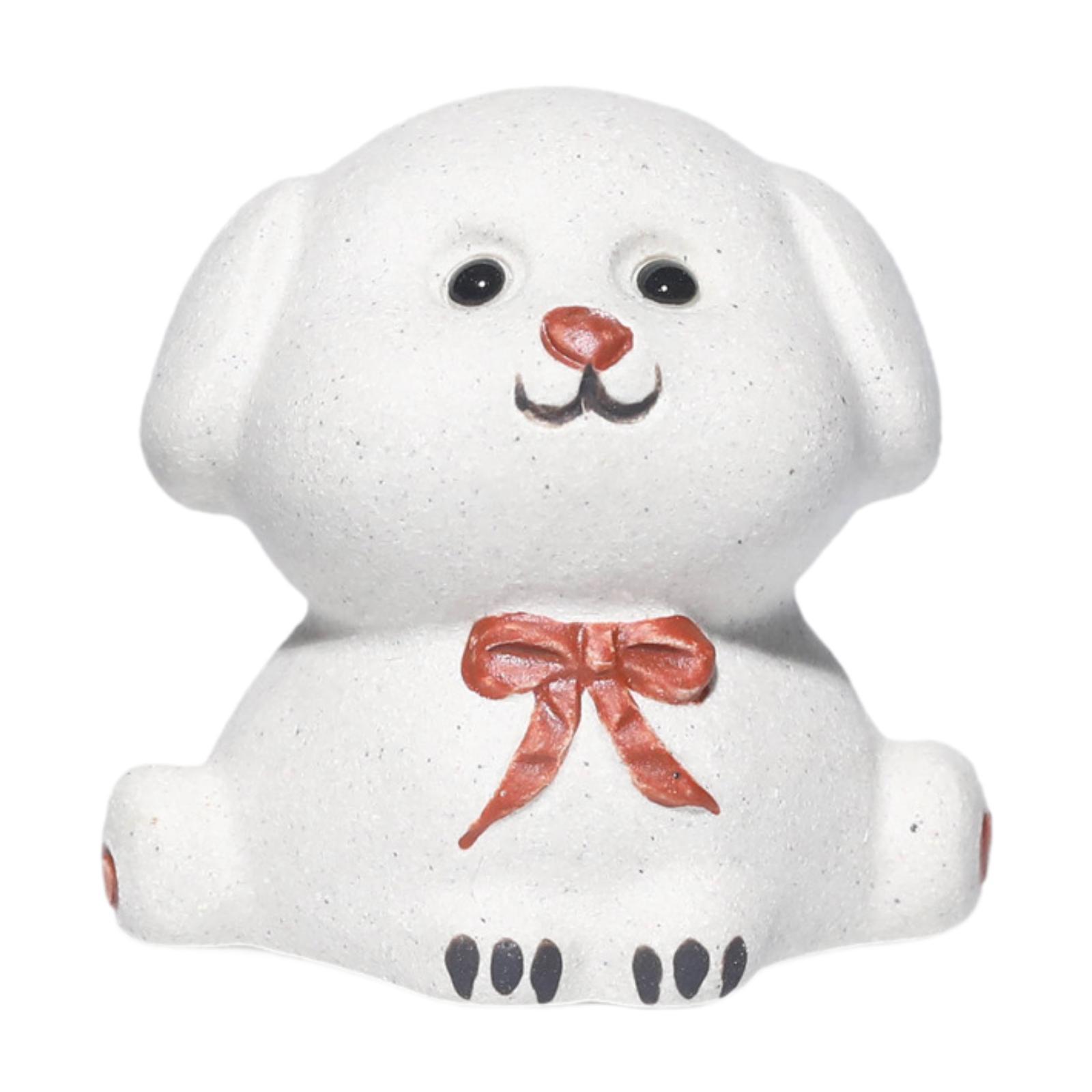 

Mini Pottery Clay Dog Sculpture Handmade Lovely Tea Pet Figurine for Car Interior Decor Lightweight Accessory