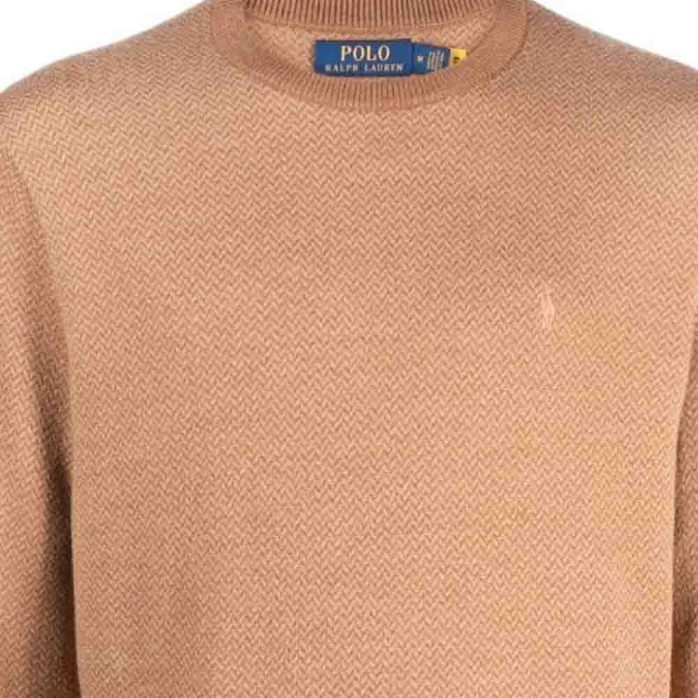 Polo Ralph Lauren Solid Color Crew Neck Pullover Sweater Men Sweater Camel-Brown 710917042-001
