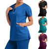 Nurse Top V-Neck Pockets Soft Short Sleeve Anti-Wrinkle Loose Doctor Uniform Workwear