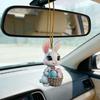 Easter Bunny Ornament 2D Flat Acrylic Bunny Car Rearview Mirror Charm Cartoon Bunny Egg Hanging Pendant for Home Car Window Backpack Holiday Decor