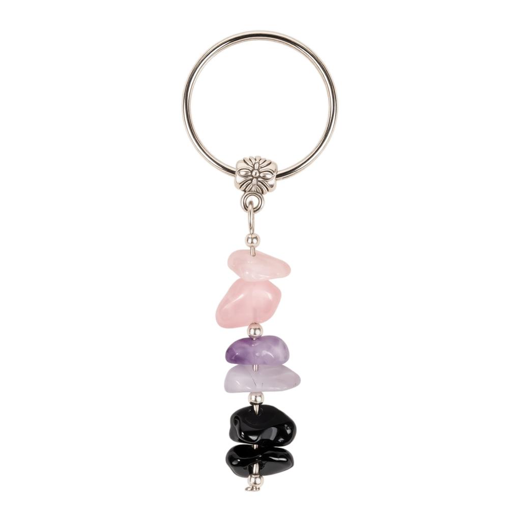 Natural Keychain Gift for Men Women Gemstone Car Key with Split