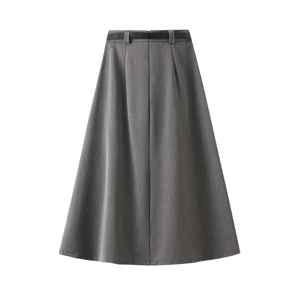 KANO SEIKA Pleated Long Skirt with Uniform Elastic High Loose Plus Sizes Simple Perfect for Everyday and Solid Size L Women's Belt, Skirt, Waist,