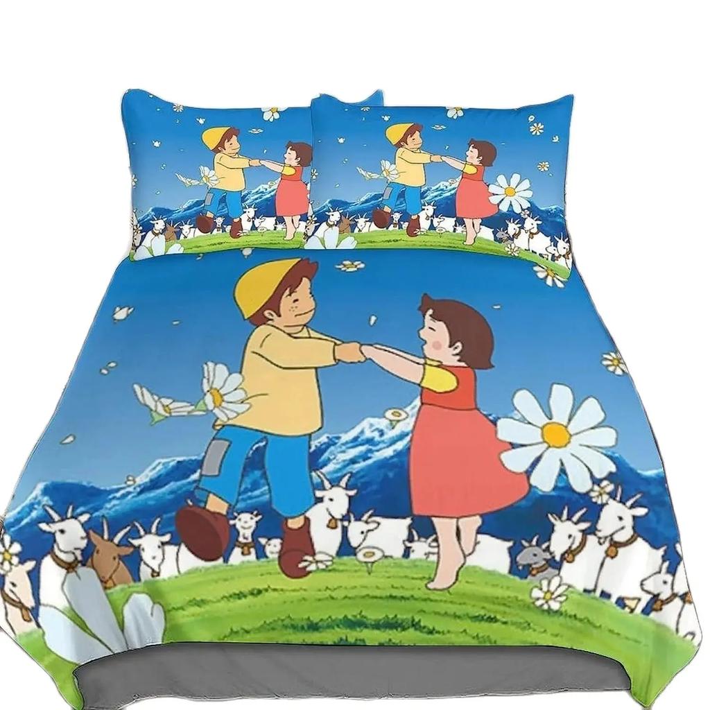 Heidi Bettwäsche-Set,Heidi Das Mädchen aus den Alpen Bettwäsche,Heidi und Familie Bettbezug-Set,Schlafzimmer Dekoration