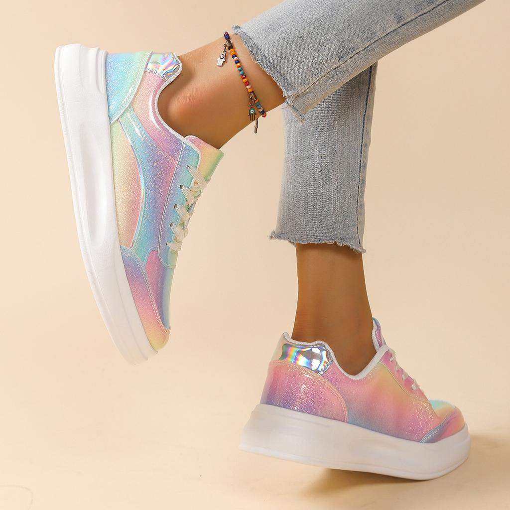 thick-soled sequined trendy women's board shoes thick-soled casual sports shoes breathable and lightweight outdoor couple flat shoes