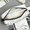 Black Polka-Dot Angel Cat Pencil Case,Large-Capacity Student Stationery Organizer