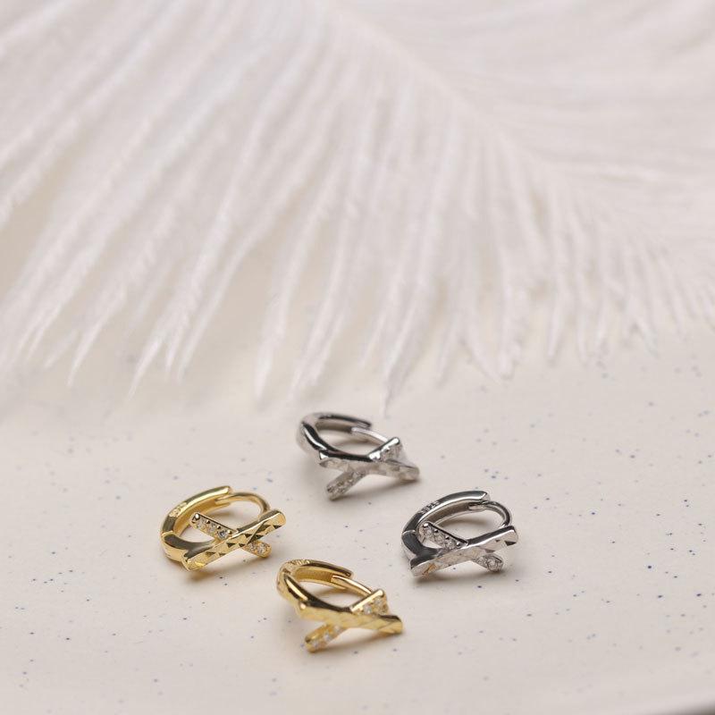 Car Flower Cross Ear Button Temperament Cool Style Simple Design Earrings New Style Trend