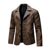 Men's Retro European & American PU Leather Motorcycle Jacket – Slim Fit, Trendy Design with Lapel Collar