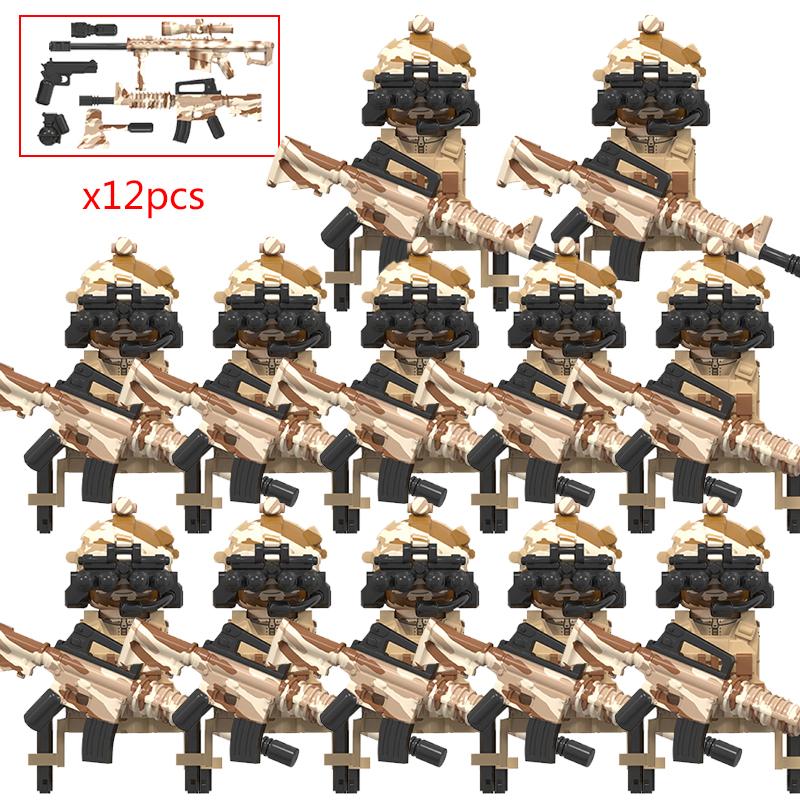 Military Figures Soldier Building Block SWAT Special Forces Assault Team Camouflage Troops Vehicle Bricks Toy
