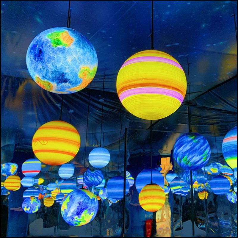 Nordic Minimalist Planet Spherical Light, Lobby Exhibition Hang Lighting, Coffee Shop Restaurant Led Pendant Light Hoom Decor