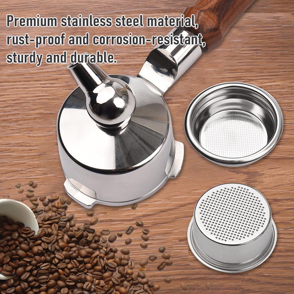51mm 3 Ears Stainless Steel Portafilter Wooden Coffee Handle Cup Filter Basket Replacement for Donlim KF6001 Bear KFJ-A02N1 Petrus PE3690 Homix