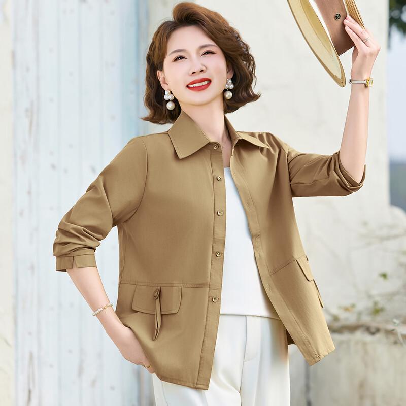 Women s Loose Fit Long Sleeve Button-Up Shirt Jacket 4XL